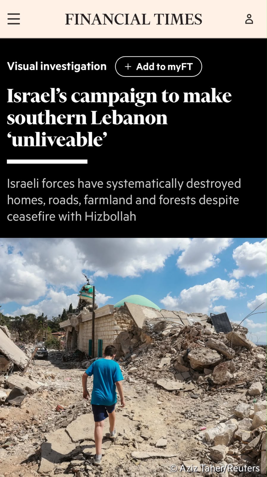 Financial Times Report on the Destruction in Southern Lebanon